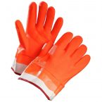 Forcefield Chemical Resistant Gloves, Orange PVC Coated, Fleece Lined, Safety Cuff