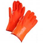 Chemical Resistant Gloves, Orange PVC Coated, 12" Gauntlet Cuff