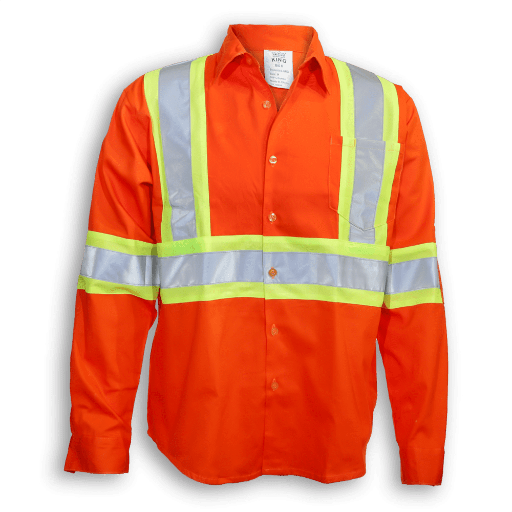 Big K long sleeve button shirt BK555ORG – Orange, 2XL